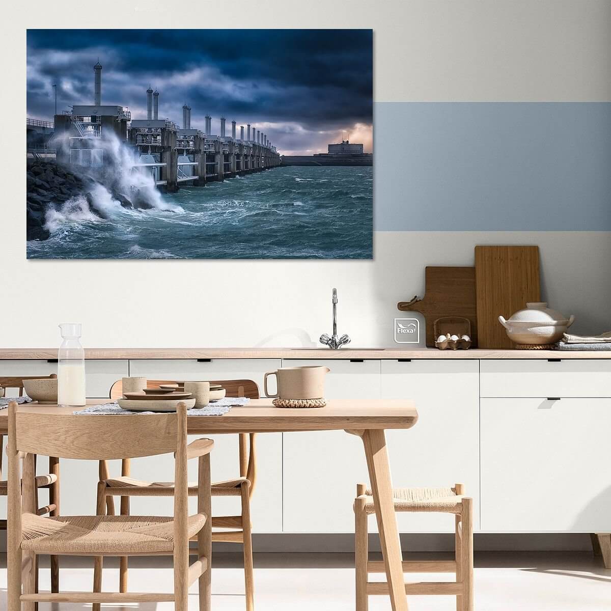 Staal-print-flexa-blues-skies-keuken-Neeltje-Jans